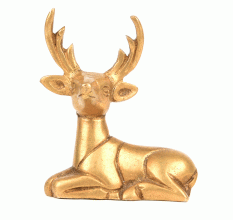 Handmade Bronze Deer Figurine in Sitting Position