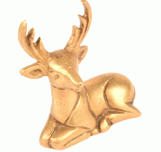 Handmade Bronze Deer Figurine in Sitting Position