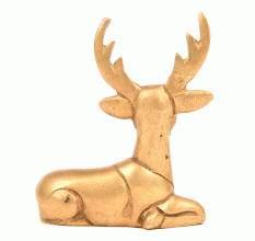 Handmade Bronze Deer Figurine in Sitting Position