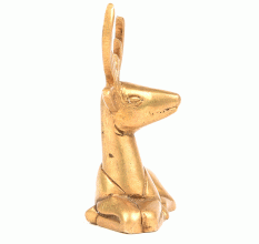Handmade Bronze Deer Figurine in Sitting Position
