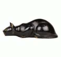 Bronze Sitting Black Cat Sculpture