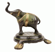 Blackened Bronze Indian Elephant on Turtle Statue