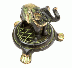 Blackened Bronze Indian Elephant on Turtle Statue