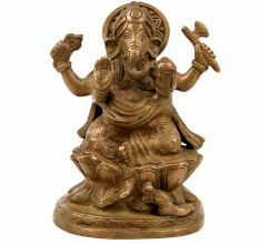 Brass Elephant Headed God Ganesh Statue