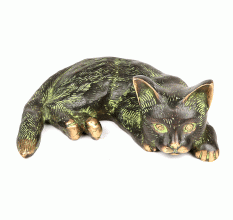 Vintage Lucky Black Cat Figurine with Patina