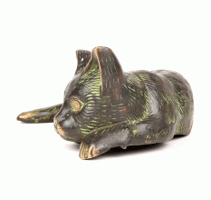 Vintage Lucky Black Cat Figurine with Patina