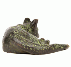 Vintage Lucky Black Cat Figurine with Patina