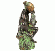 Chinese Bronze Sculpture Figurine Fish Basket
