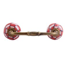 Pink Red Check Ceramic Bridge Handle