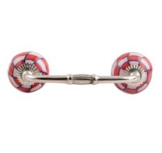 Pink Red Check Ceramic Bridge Handle