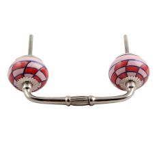 Pink Red Check Ceramic Bridge Handle