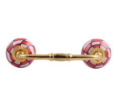 Pink Red Check Ceramic Bridge Handle