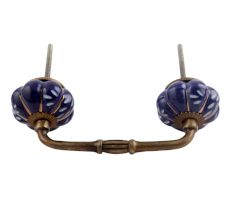Royal Blue Engraved Ceramic Bridge Handle