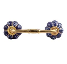 Royal Blue Engraved Ceramic Bridge Handle