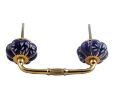 Royal Blue Engraved Ceramic Bridge Handle