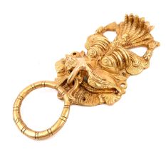 Yali Face Brass Towel Ring/Door Knocker