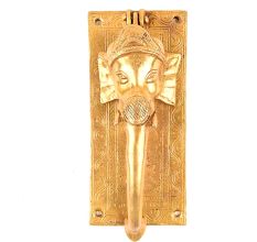 Golden Brass Ganesha Face Door Handle