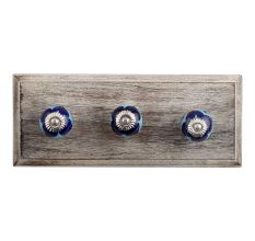 Blueanemone Flower Ceramic Wooden Hooks