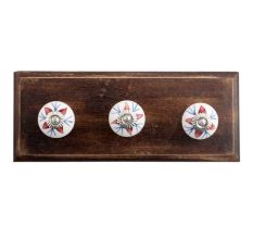 Deep Maroon Lily Ceramic Wooden Hooks