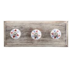 Deep Maroon Lily Ceramic Wooden Hooks