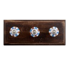 Faded Bluish Ceramic Wooden Hooks