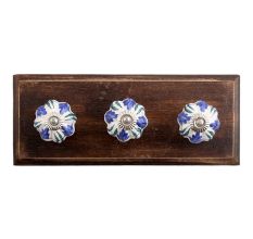 Royal Floral Ceramic Wooden Hooks