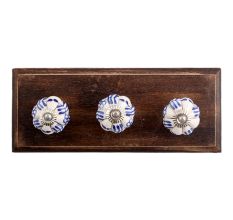 Silhouetted Blue Ceramic Wooden Hooks