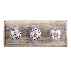 Silhouetted Blue Ceramic Wooden Hooks