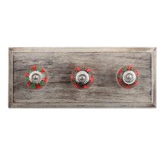 Caladium Bicolor Ceramic Wooden Hooks