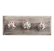 Round Plumeria Mystical Ceramic Wooden Hooks