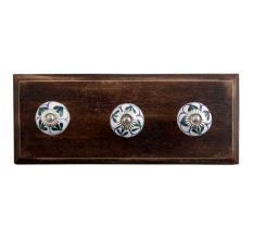 Green Shamrock Ceramic Wooden Hooks