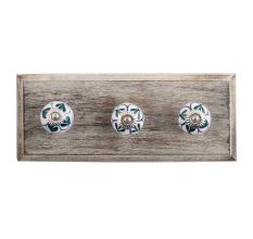 Green Shamrock Ceramic Wooden Hooks