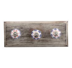 Hybiscus Red Flower Ceramic Wooden Hooks
