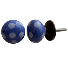 Slate Blue Ceramic Small Polka Knob