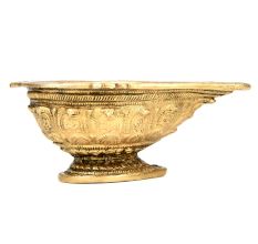 Brass Engraved Handmade Oil Lamp, Indian Diya
