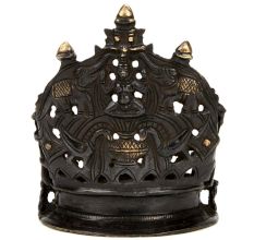 Brass Deepak Hindu God Laxmi Carved Oil Lamp
