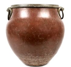 Large South Indian Hammered brass Water Storage Pot / Planter