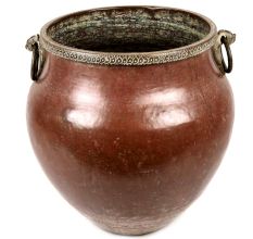 Large South Indian Hammered brass Water Storage Pot / Planter