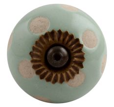 Sage Green Etched Dot Ceramic Drawer Knob