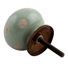 Sage Green Etched Dot Ceramic Drawer Knob
