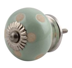 Sage Green Etched Dot Ceramic Drawer Knob