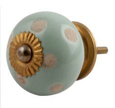 Sage Green Etched Dot Ceramic Drawer Knob