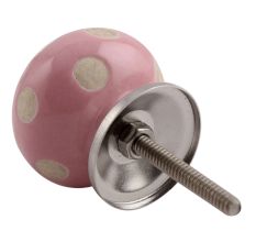 Pink Etched Dot Ceramic Drawer Knob