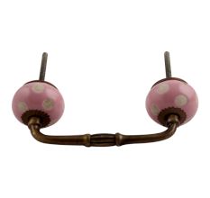 Pink Etched Dot Ceramic Bridge Handle