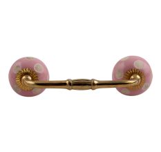 Pink Etched Dot Ceramic Bridge Handle