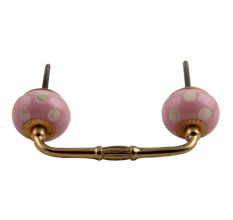 Pink Etched Dot Ceramic Bridge Handle