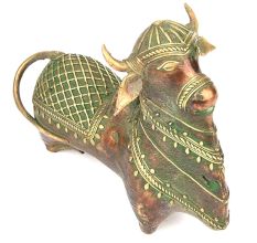 Brass Nandi Bull Sitting Statue