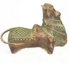 Brass Nandi Bull Sitting Statue