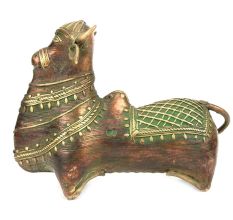 Brass Nandi Bull Sitting Statue