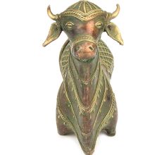 Sitting Nandi Brass Figurine in Brass